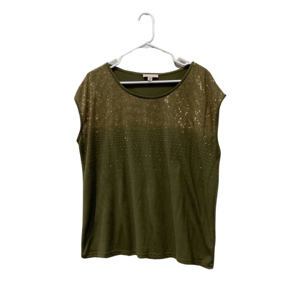 Green loose fit tshirt with gold detailing